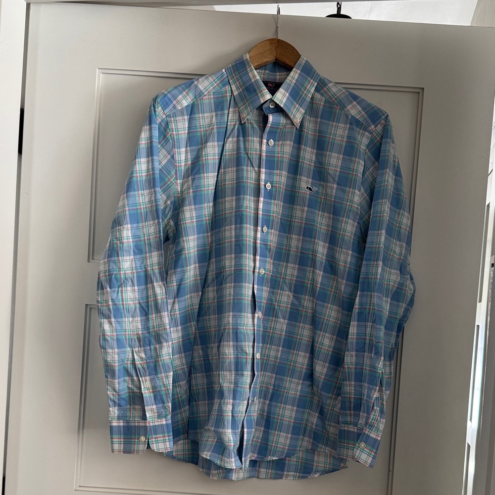 Vineyard Vines Light Blue Plaid Button Down Shirt